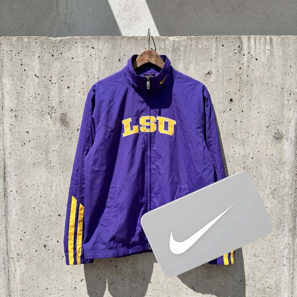 Nike LSU Tigers Windbreaker Jacket Size Large Purple Yellow Full Zip